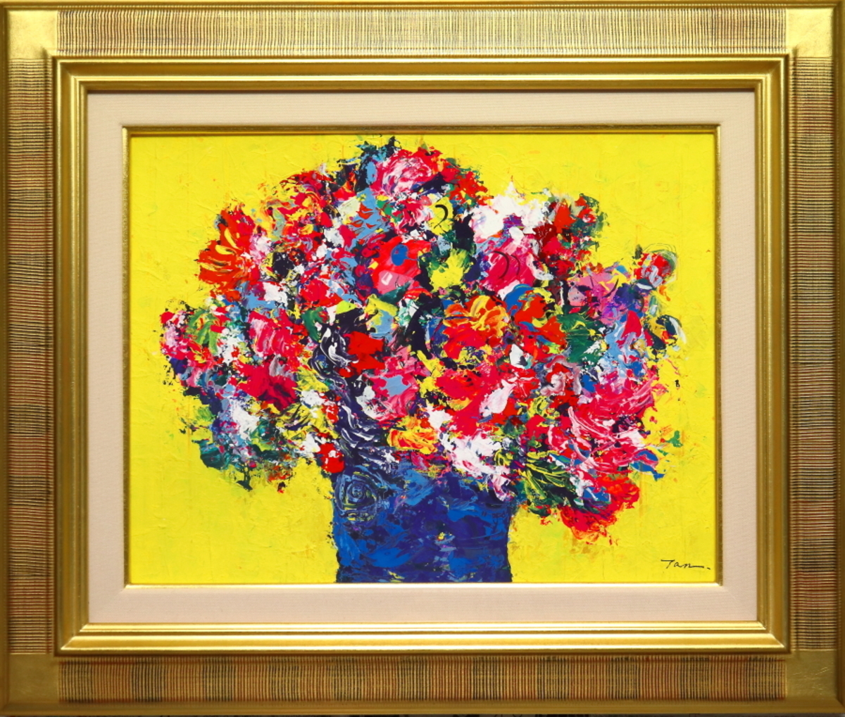 「Flowers」(NO.2522) 6号F ケント紙にアクリル絵の具 油彩額付き