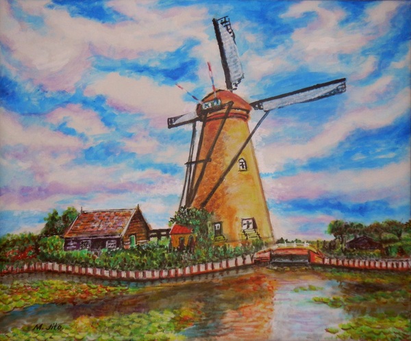 風景画 キンデルダイクの風景」 by ToshiJapon｜Artmeter｜暮らしを彩る