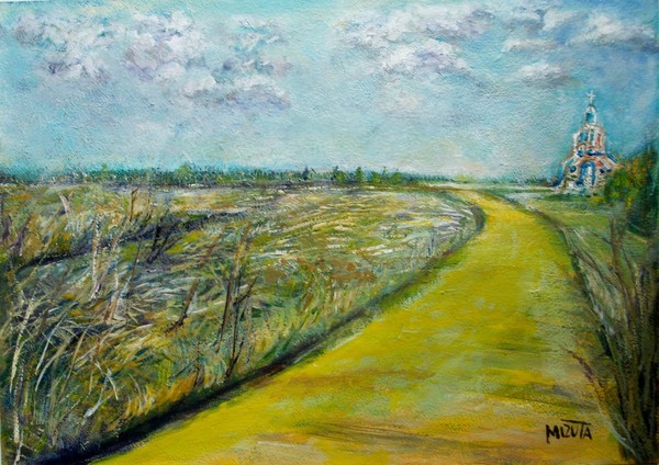 油彩画 教会の風景 3号キャンバス 油彩画 教会の風景 3号キャンバス