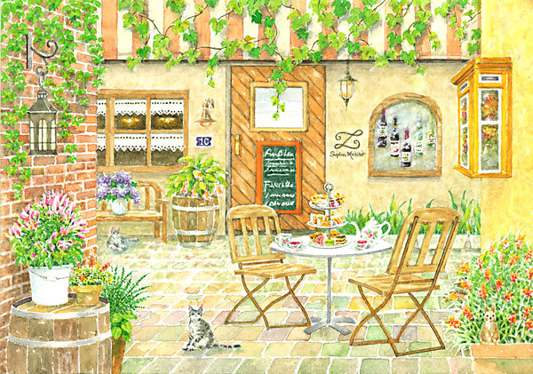 ワインチーズ絵画ヨーロッパ風景画