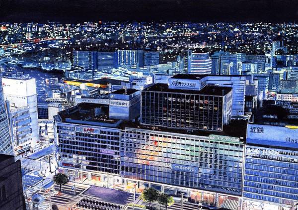 油絵 絵画【夜景の街】 油絵 油彩 油彩画 絵 絵画【夜景の街】 | HIROSHI1990