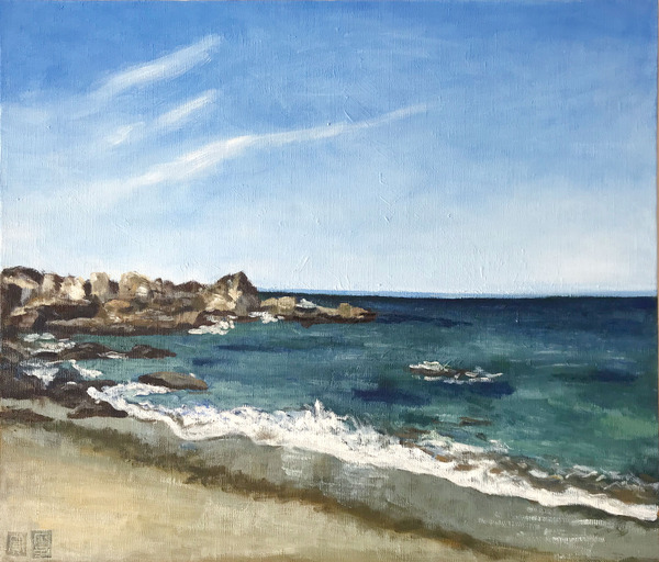 油彩画 青森県八戸市　種差海岸 種差海岸(左)」 by sanesaku｜Artmeter｜暮らしを彩るアートが