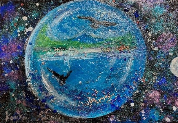 クジャクと地球　アクリル画　絵画 クジャクと地球 アクリル画 絵画 Amazon.co.jp: クジャクと地球