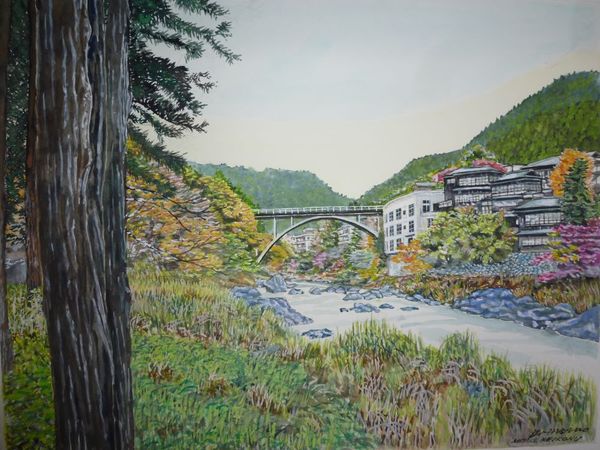 【真作】絵画　油彩8号　秋の彩りを描いた山岳風景画　自然の美を表現　V100 絵画 油彩8号 秋の彩りを描いた山岳風景画 自然の美