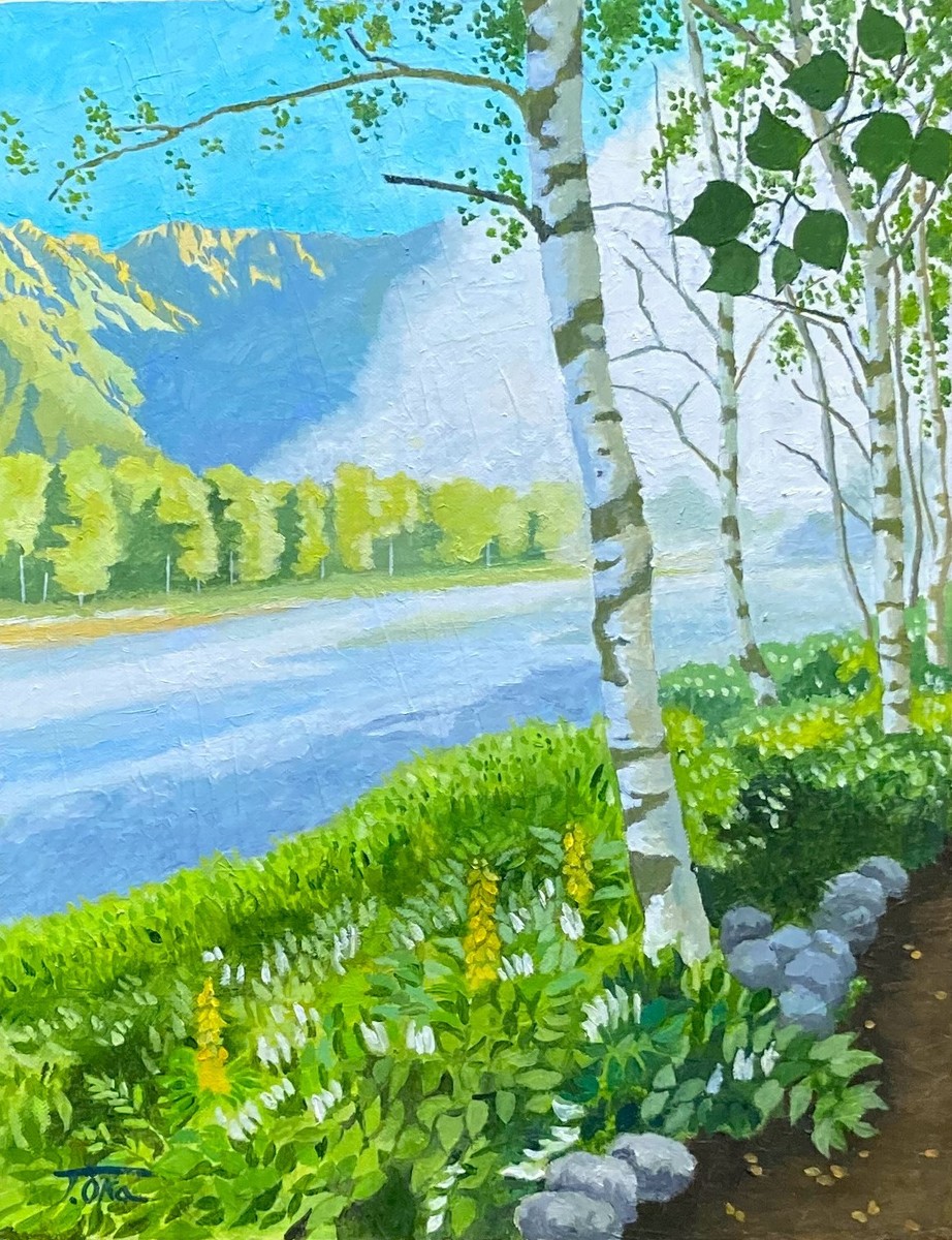 sale【ART】瀬良風華真筆(上高地の清流梓川)サムホール 上高地・梓川風景」