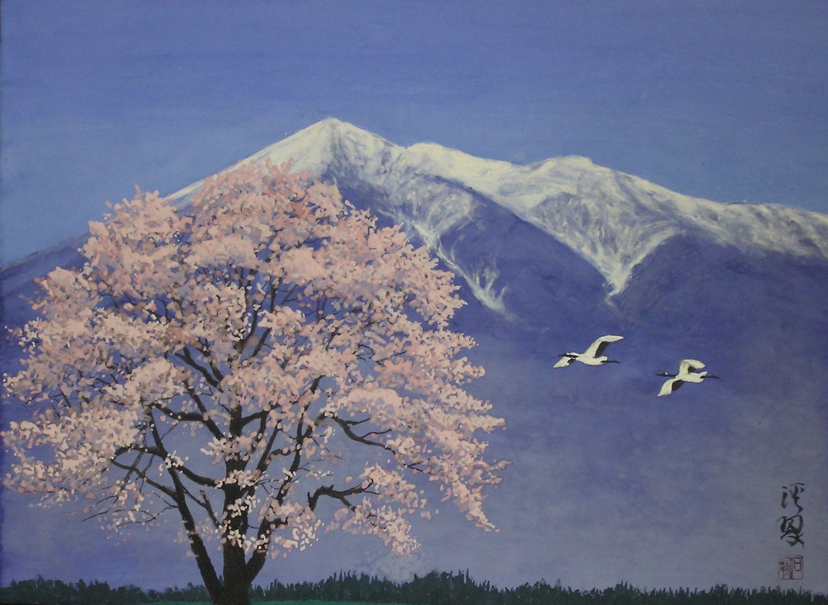 桜と津軽富士