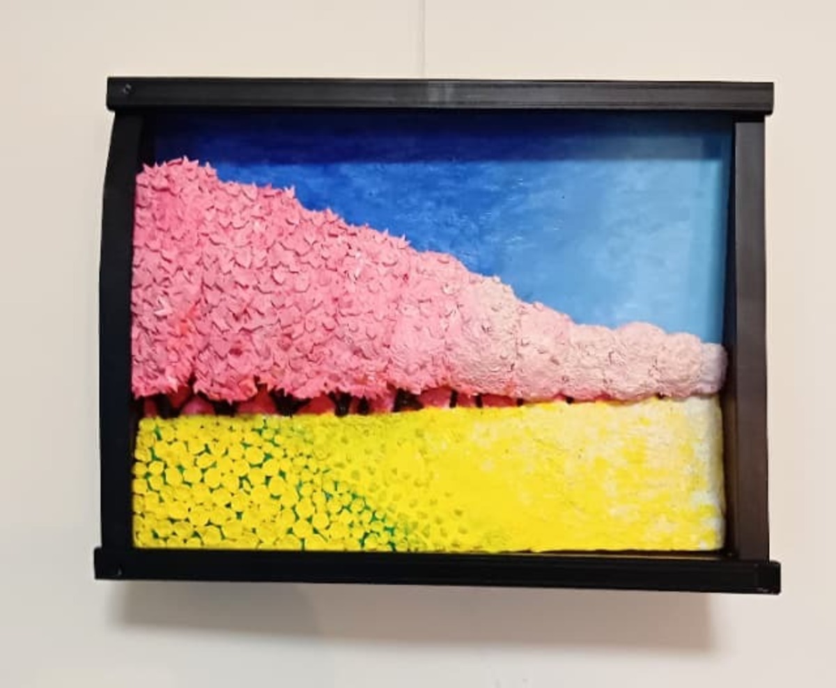 立体絵画の「権現堂公園の桜と菜の花」