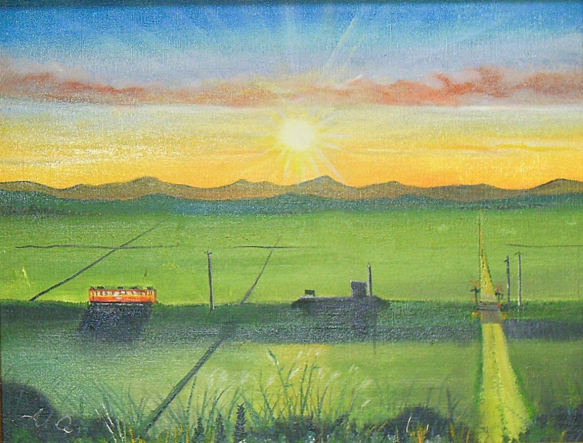 黄昏の小さな駅舎