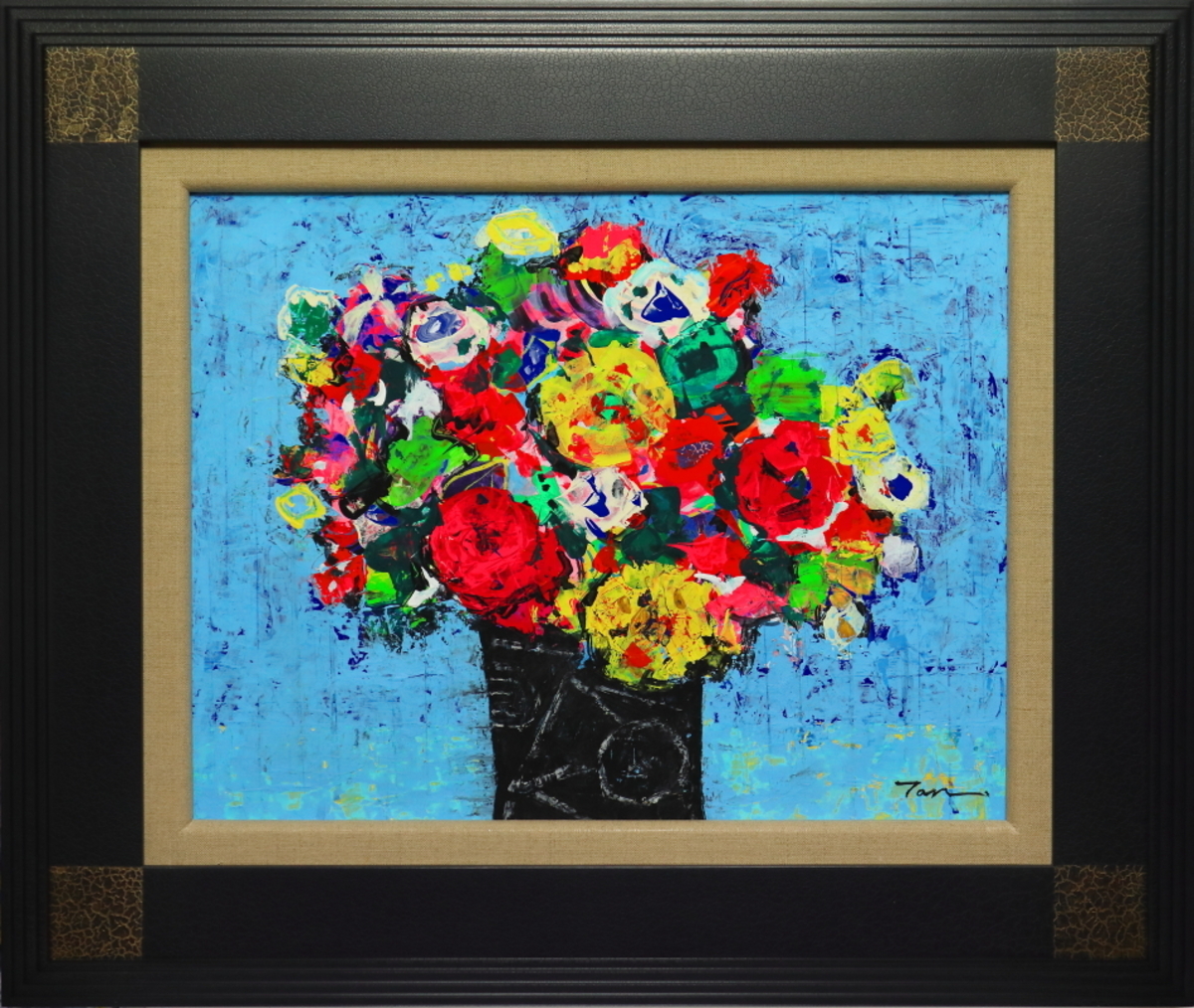 「Flowers」(NO.2514) 6号F ケント紙にアクリル絵の具不透明 油彩額付き