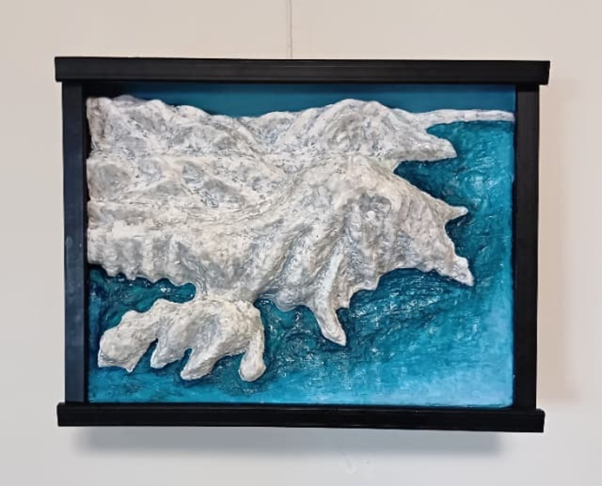 立体絵画の「津軽海峡冬景色」(3D絵画)