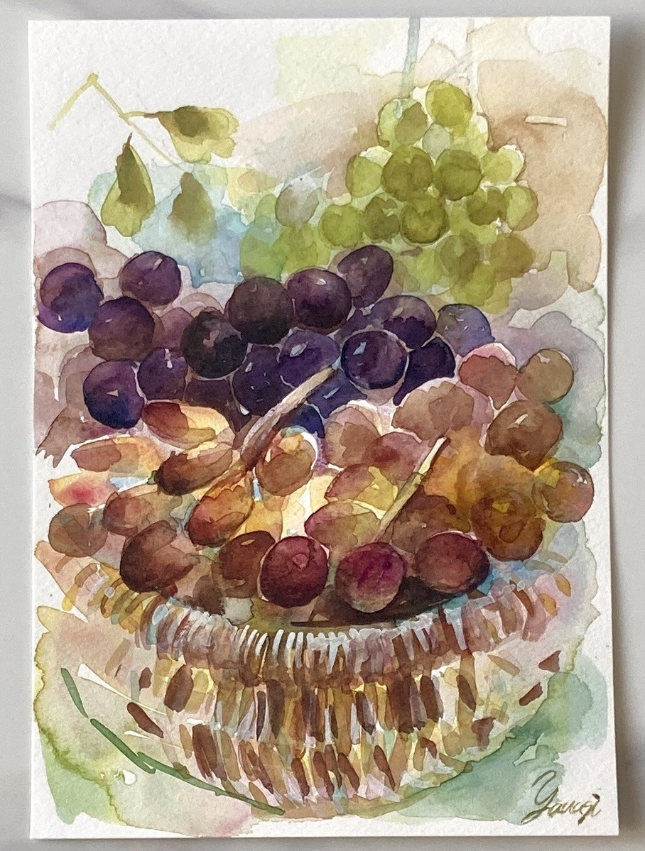 水彩画 原画 ぶどう