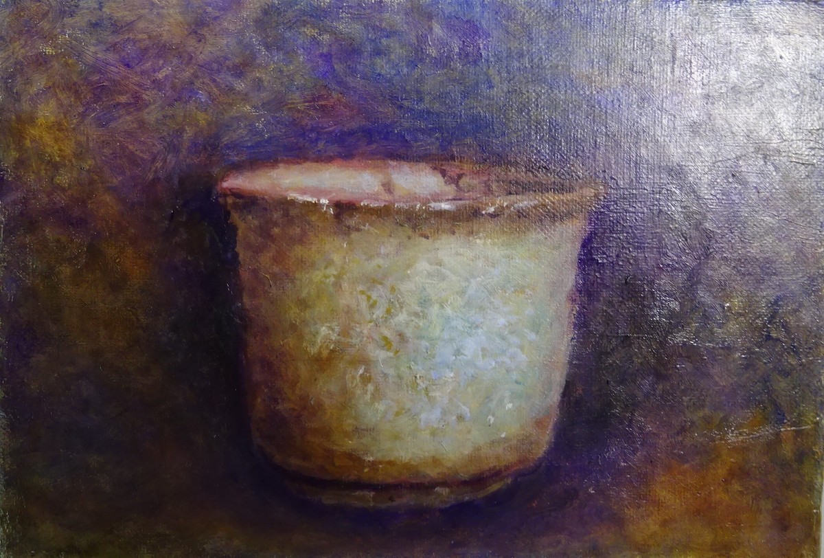 油彩画 無地唐津ぐい吞み SM