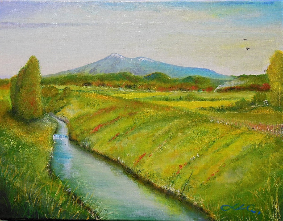 秋の故郷の小川風景