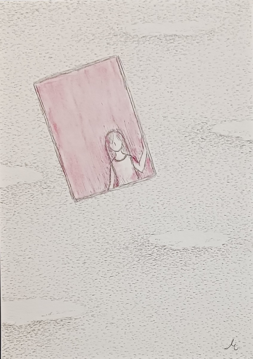 赤い窓と少女