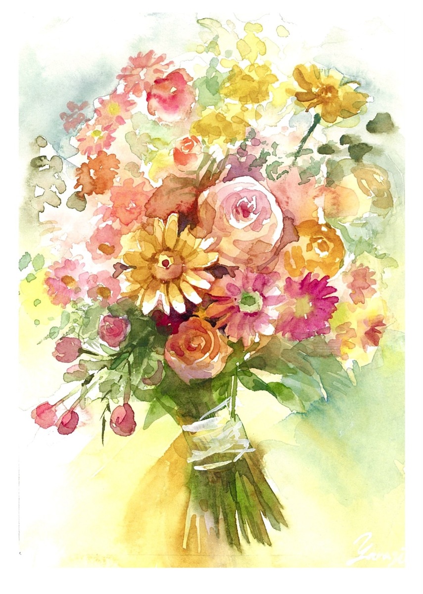 水彩画 原画 Happyflower