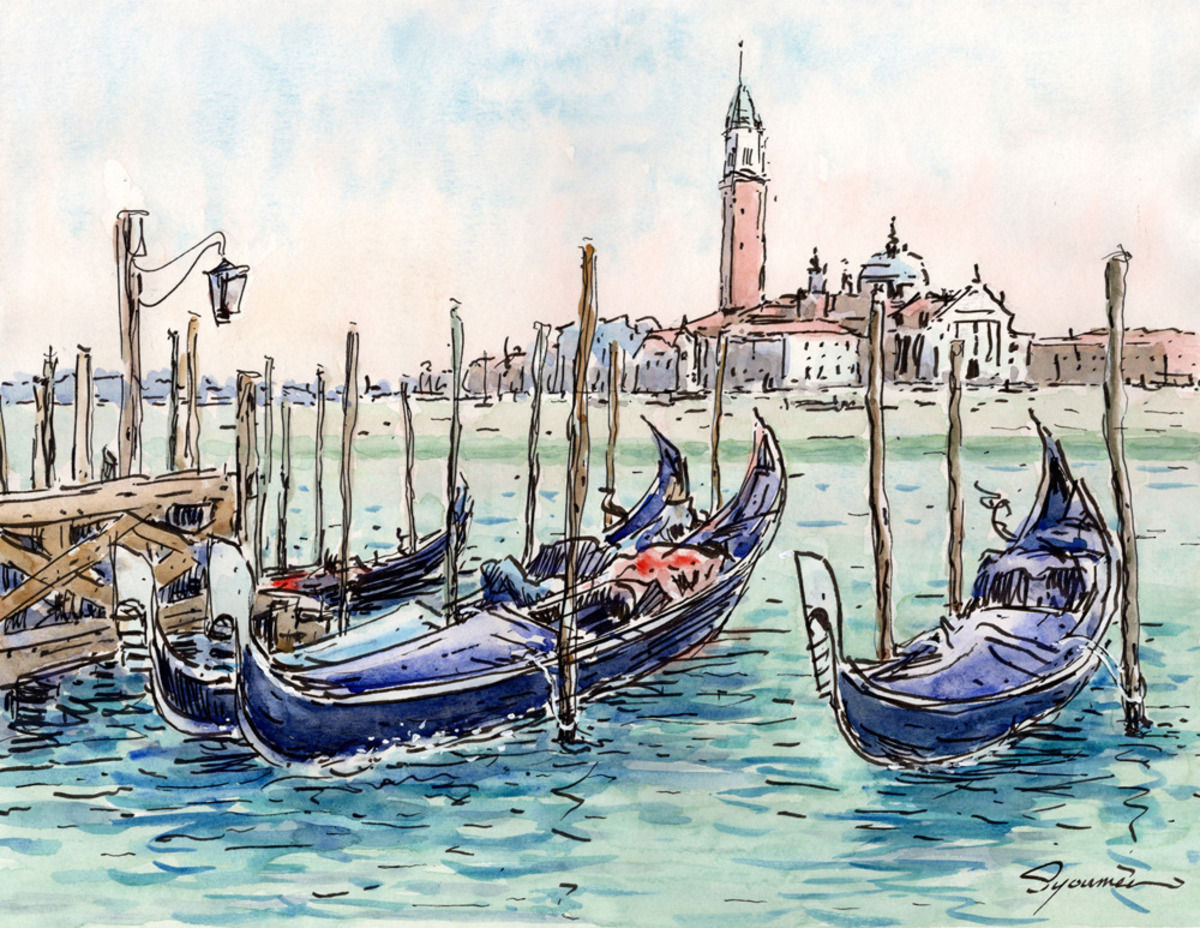 水彩画原画 ゴンドラ・ベネツィア #701