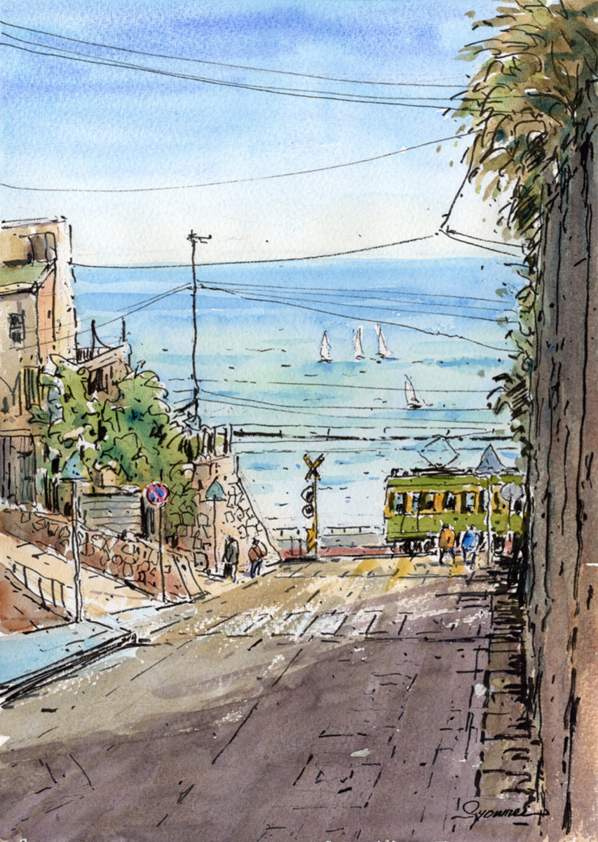 水彩画原画 日和・七里ガ浜の海 #704