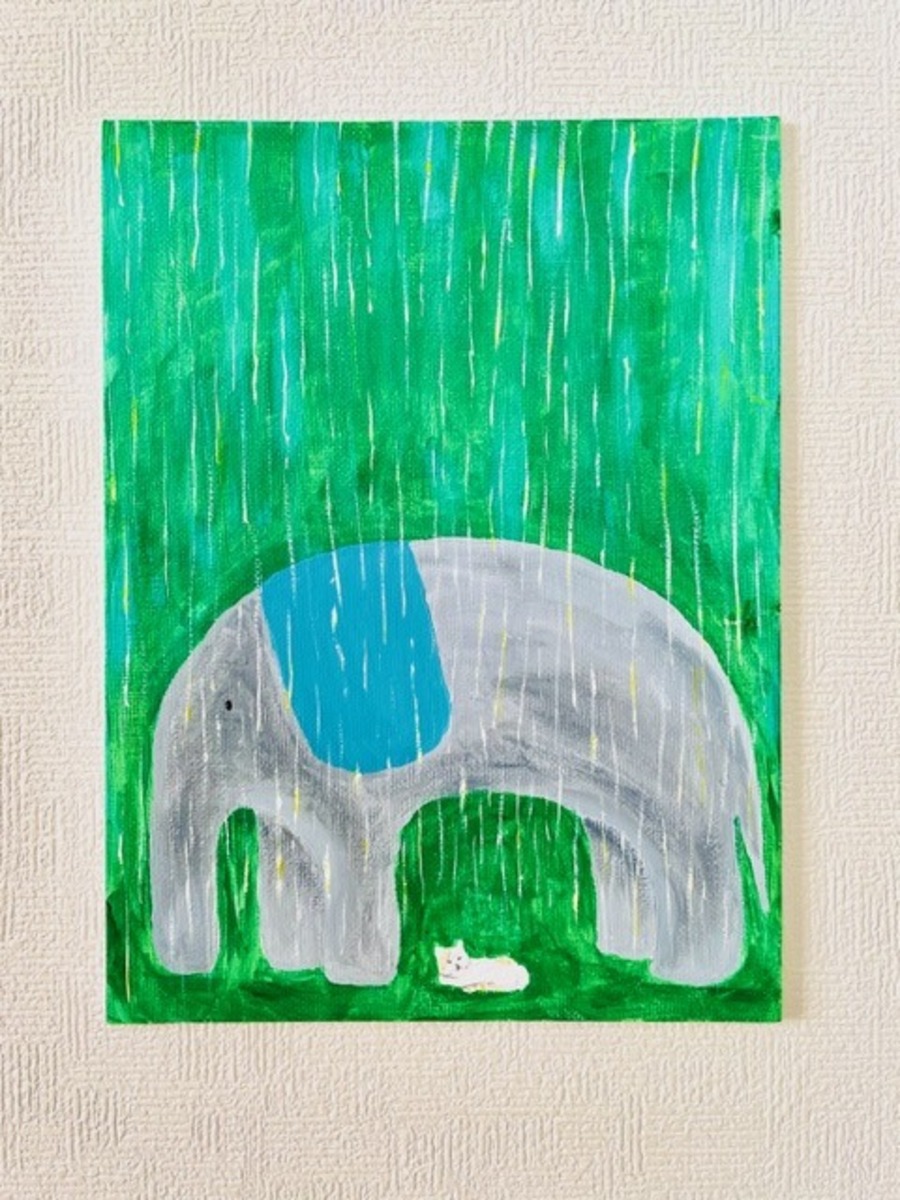 雨の日の象