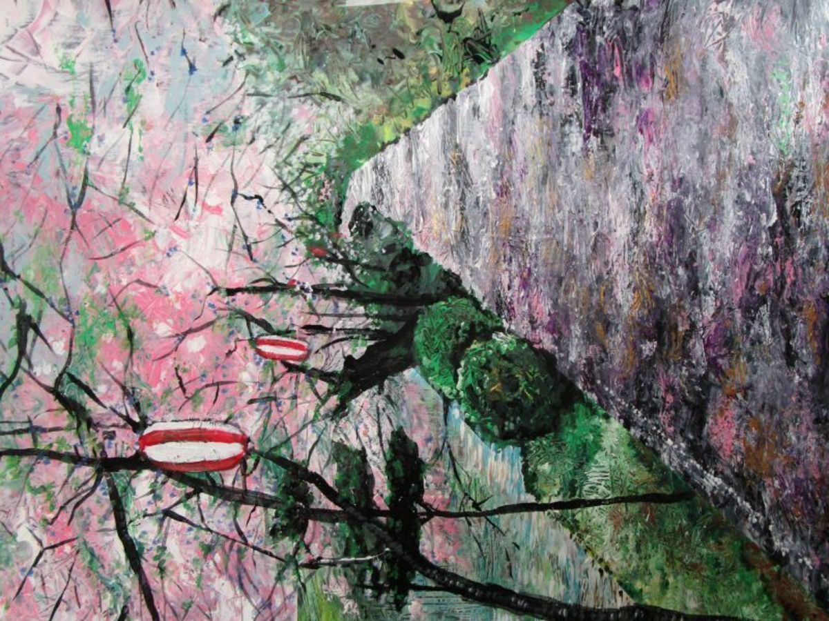 川沿いの桜並木道