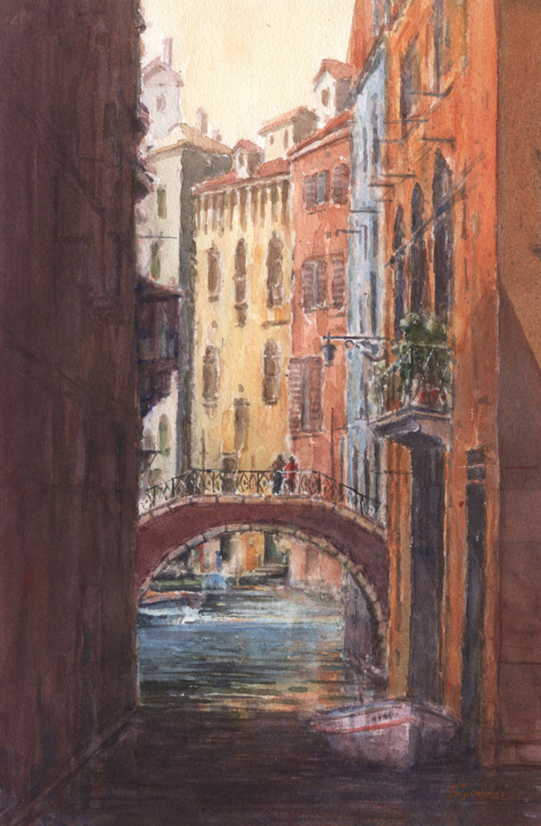 水彩画原画 ヴェネツィア運河11 #712