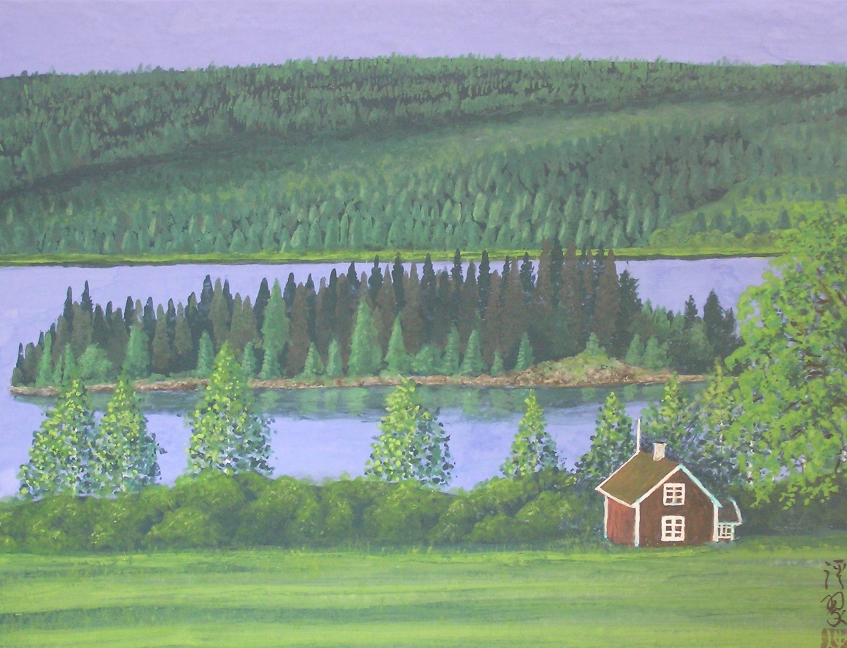 北欧、湖畔の家