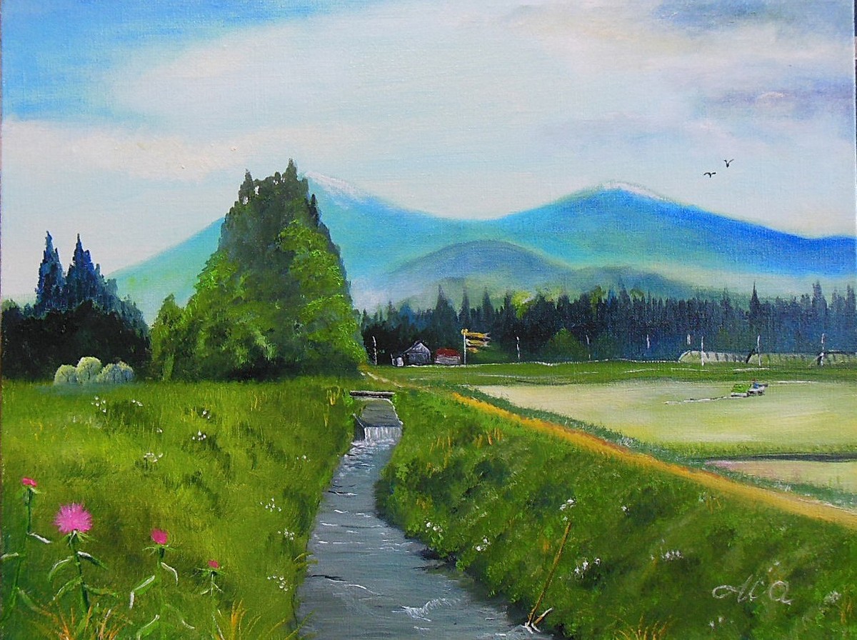 春の故郷(大玉村)の風景 f-6号