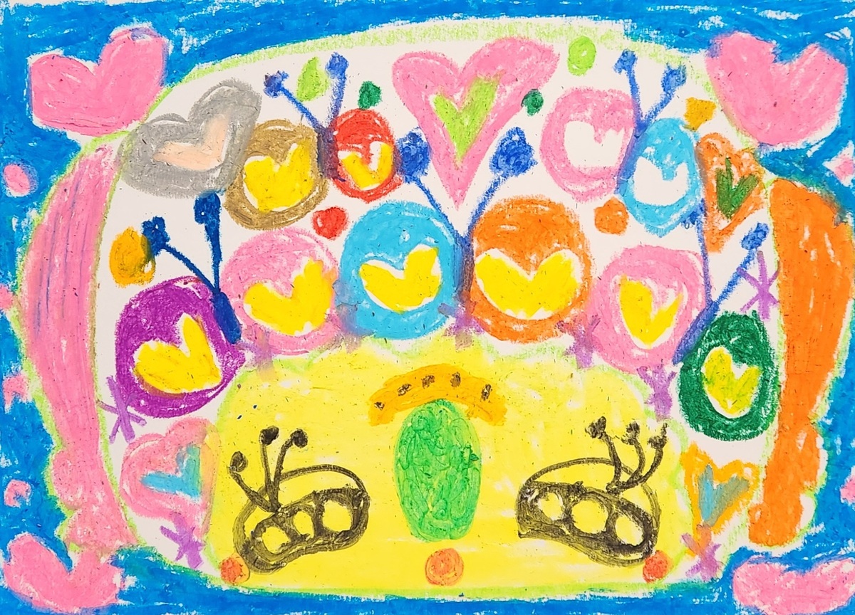 こあらちゃんとちょうちょとハート