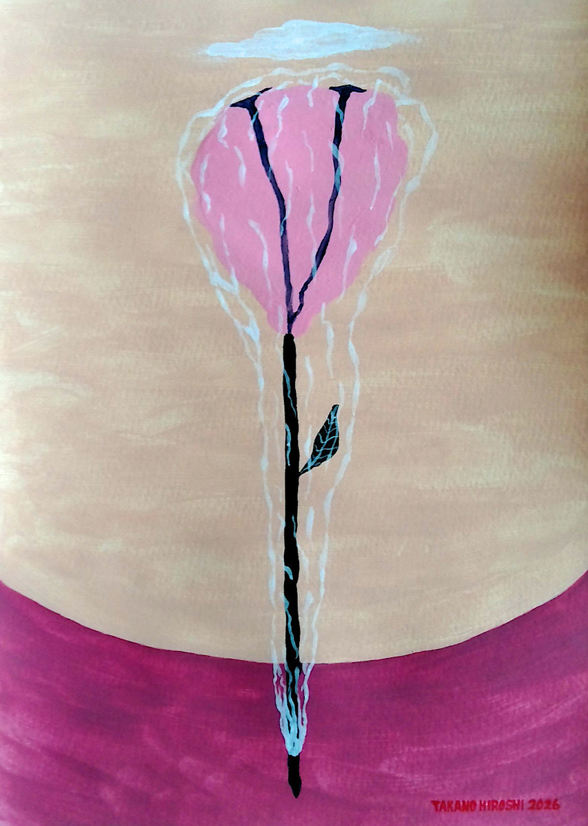 ビニール袋に包まれたピンクの花(小)