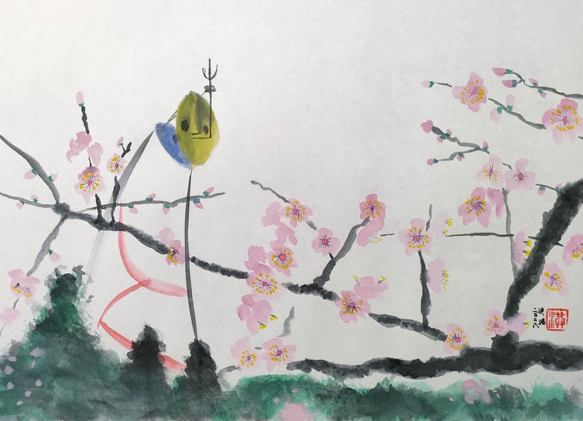 紅梅と太陽の塔