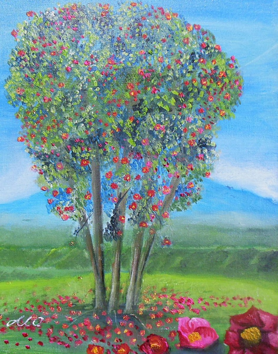 春先の椿の花風景 f-6号