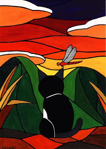 白猫とさくらんぼのキャンバスアート 15cm Shironeko Project 6th Anniversary gallery ～Memory of