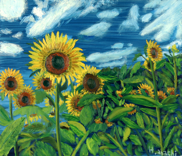 夏空の下に咲くひまわり」 by 足立 寿和｜Artmeter｜暮らしを彩る