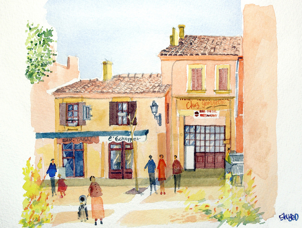 油絵スペインの田舎風景