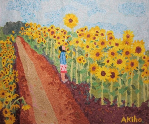 油絵 絵画 【楽園のひまわり畑】 ひまわりの楽園】#油彩画 #芸術 #油絵 #絵 #アート #oilpainting