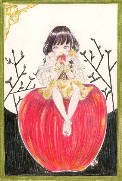 絵描きhiro C「林檎ひとりきり(JAZZりんご)」 morning poem (artist) hiro C (tittle)林檎ひとりきり(jazz