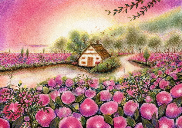 桃色の花畑(幸せ色に染まる)」 by RAKKO(楽己)｜Artmeter