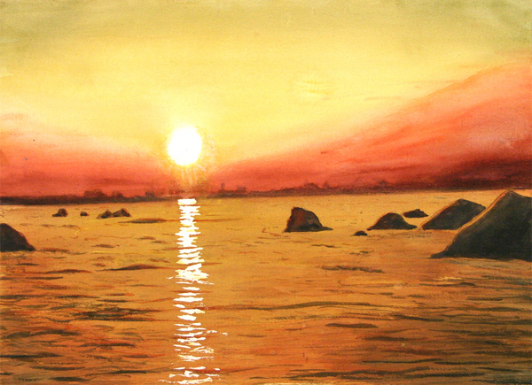 夕日の沈む頃」 by ジュリ子｜Artmeter｜暮らしを彩るアートが、きっと