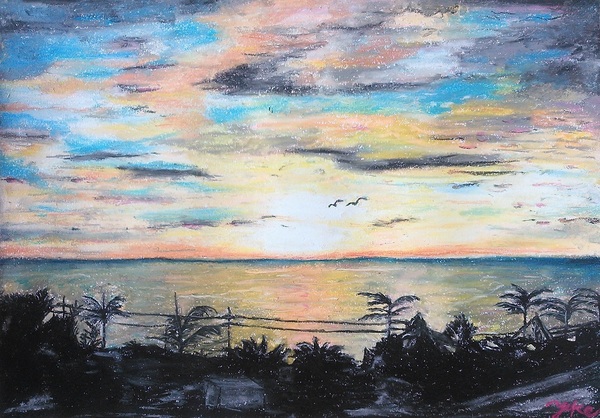 夕焼けの海」 by yuka｜アート・絵画の販売(通販)サイト Artmeter - 国内最大級のインディーズアート専門マーケットプレイス