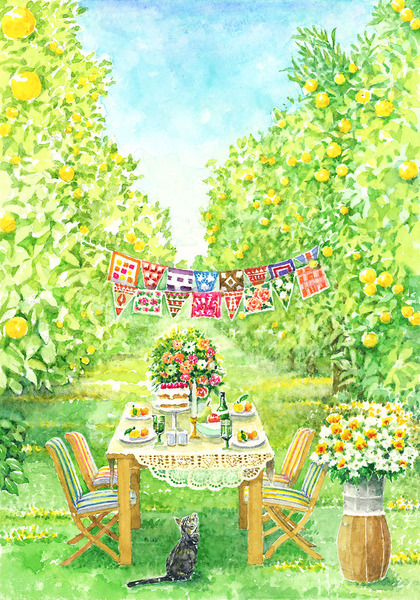 オレンジ畑でパーティ!」 by HOZUMI｜Artmeter｜暮らしを彩るアートが