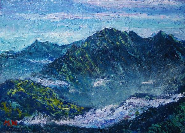 穂高岳(涸沢岳から)の油絵 穂高岳(涸沢岳から)の油絵
