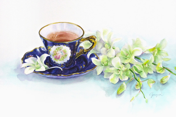 水彩画 ティーセット 絵画 ティーカップの水彩画クリップアート セット - デジタル