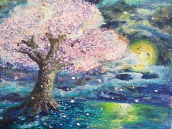超美品！値下げ交渉あり。金箔で桜の花　アクリル画　絵画 超美品！値下げ交渉あり。金箔で桜の花アクリル画絵画