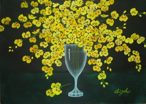 作品名:「オンシジューム」 画家名:「chizuko」 コメント:「黄色い花がたくさん集まると豪華です。」 ART-Meter