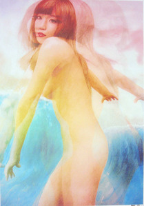 作品名:「波と裸婦1/5(人590)」 画家名:「桐山昌弘」 コメント:「残像を描き込みました。」 ART-Meter