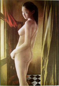 作品名:「窓辺の裸婦1/5(人604)」 画家名:「桐山昌弘」 コメント:「フェルメール風裸婦」 ART-Meter