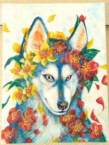 作品名:「花狼」 画家名:「mai」 コメント:「お花を纏った狼です。
癒しと幸せを願う気持ちを込めて描きました。」 ART-Meter