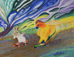 スケボー・モコリンとインコ