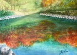 水面に映る紅葉