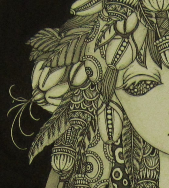 作品の一部(左側、顔周辺)をアップにしています。