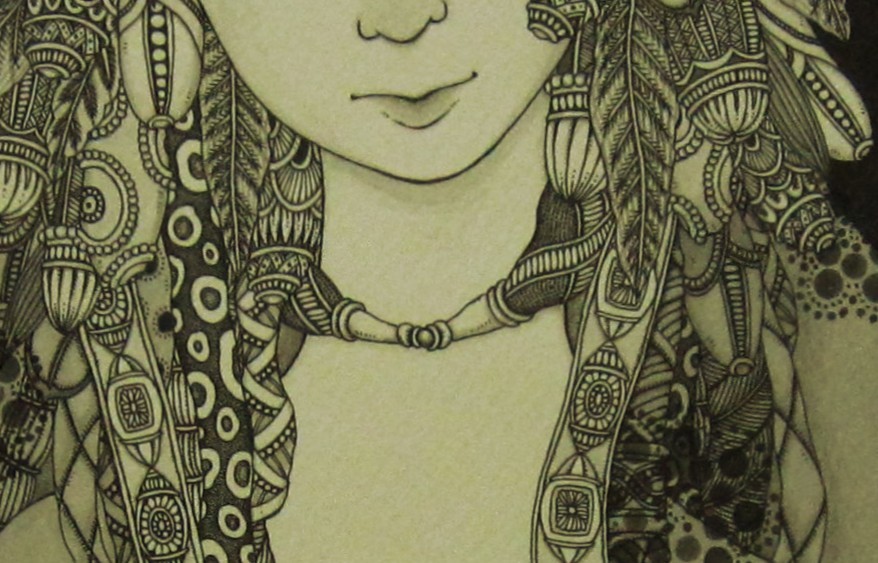 作品の一部(顔、首周辺)をアップにしています。